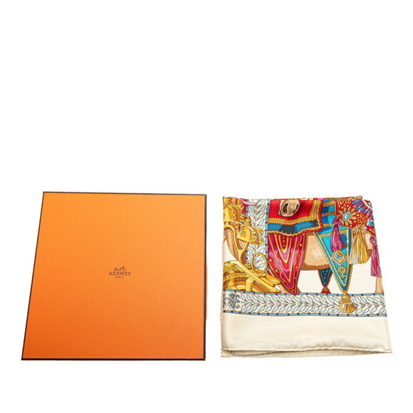 HERMES Authentic White Silk Scarf - Picture 6 of 6